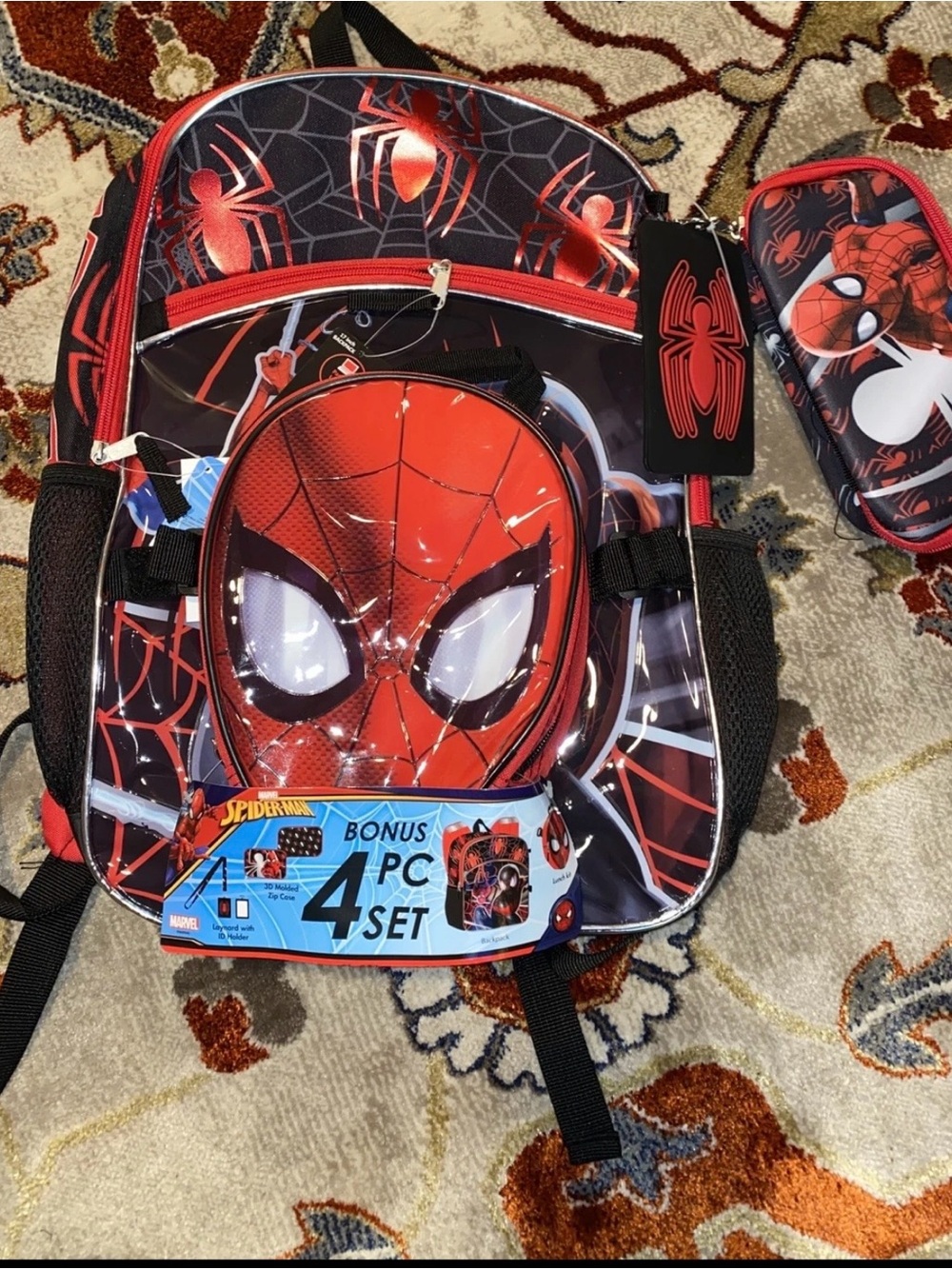 Marvel Spider-Man Red and Black 4-Piece Kids Backpack Set